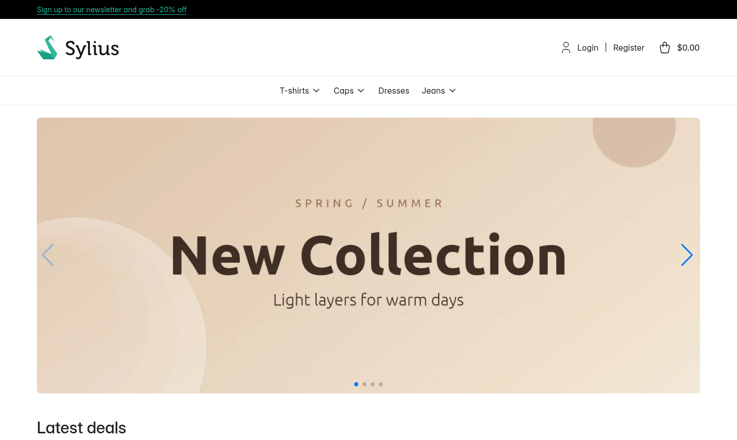 Banners on the shop homepage