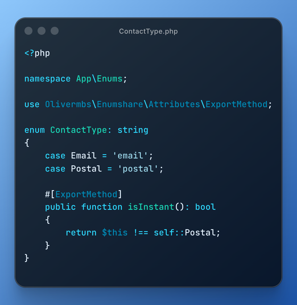 ExportMethod PHP enum