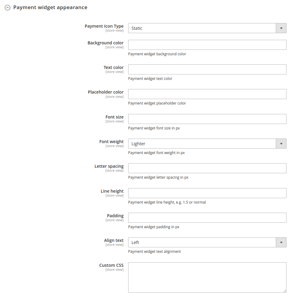 Payoneer Checkout Style Configuration