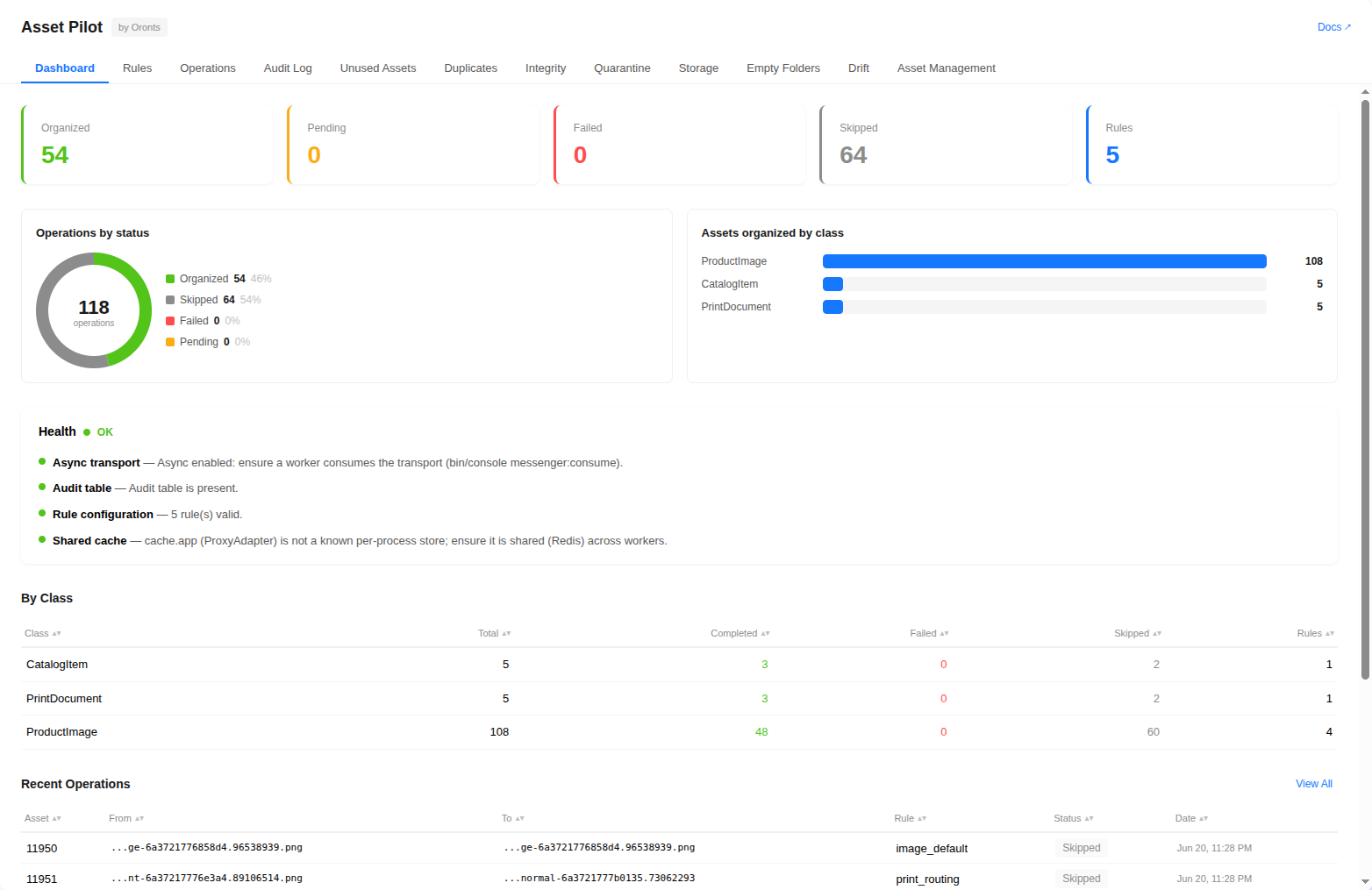 Asset Pilot — Studio UI dashboard
