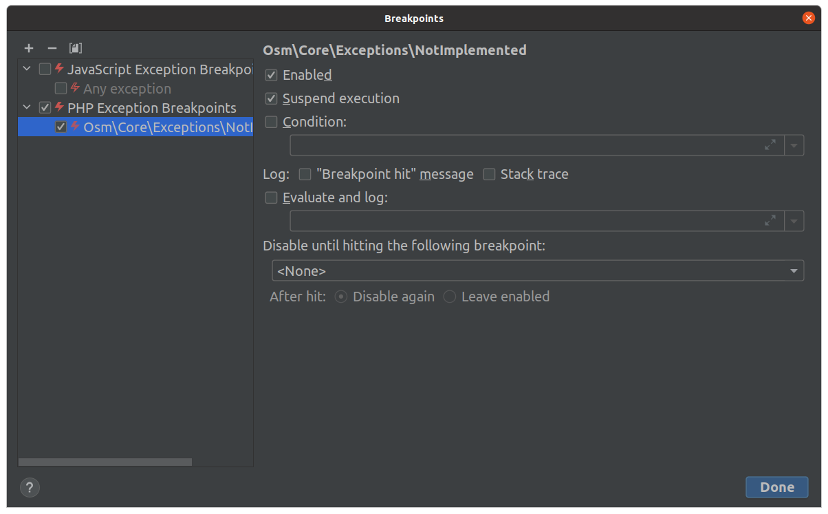 Exception Breakpoints