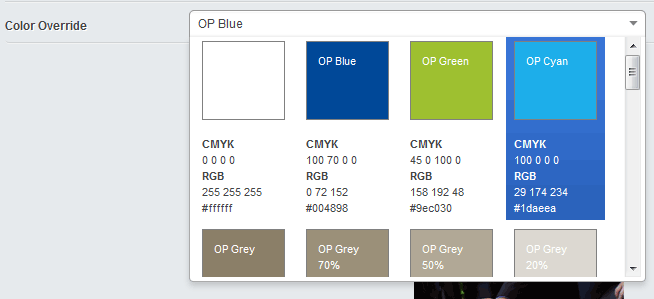 OP color in the CMS