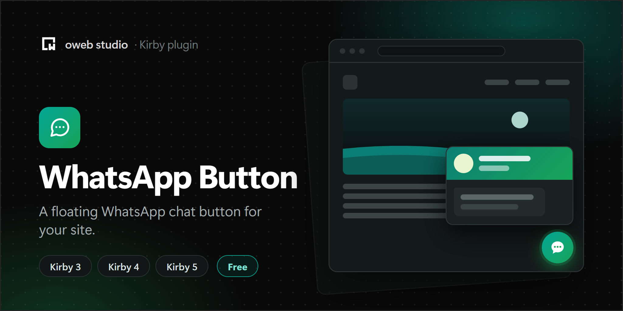 WhatsApp Button, a Kirby plugin by oweb studio. A floating WhatsApp chat button for your site.