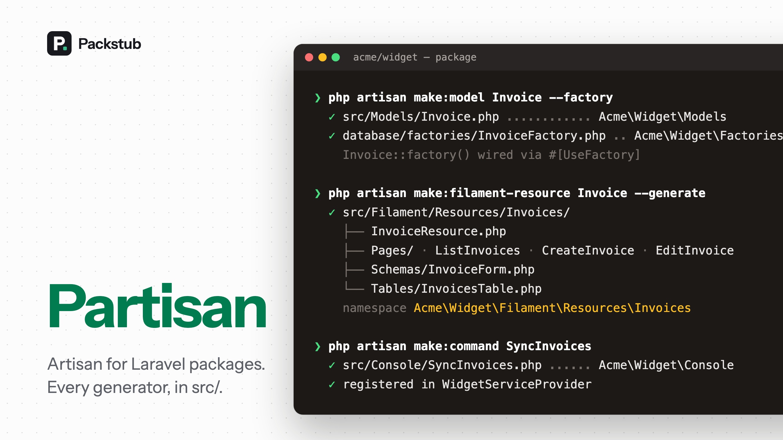 Partisan — Artisan for Laravel packages