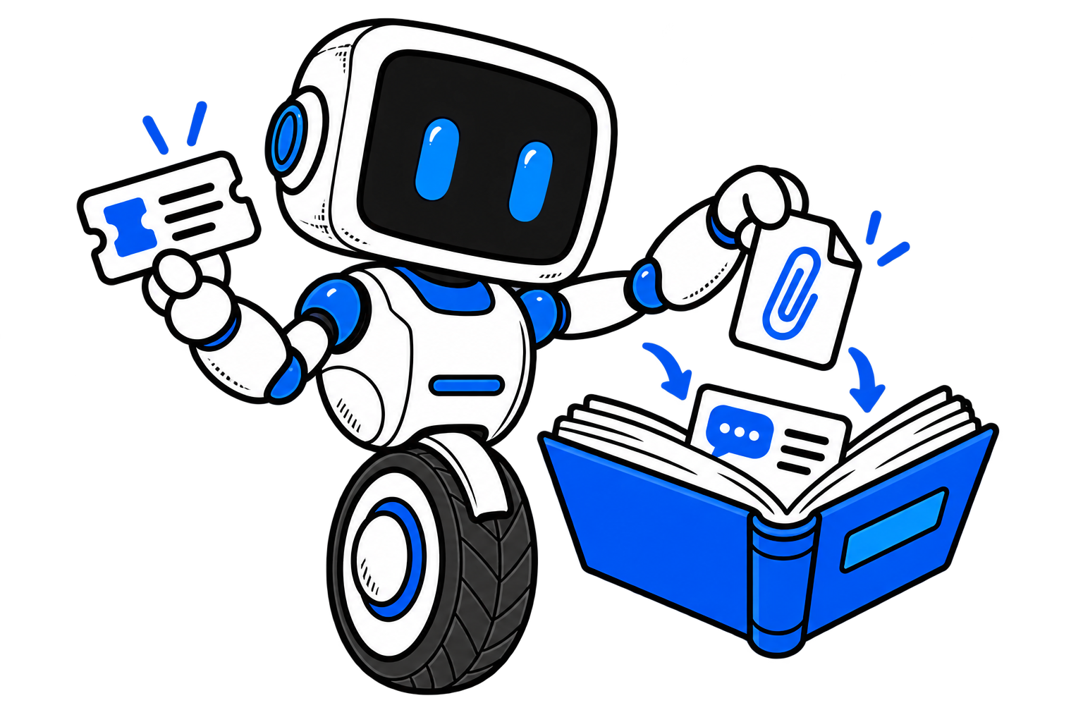 Il robot raccoglie ticket, conversazioni e allegati nello stesso libro
