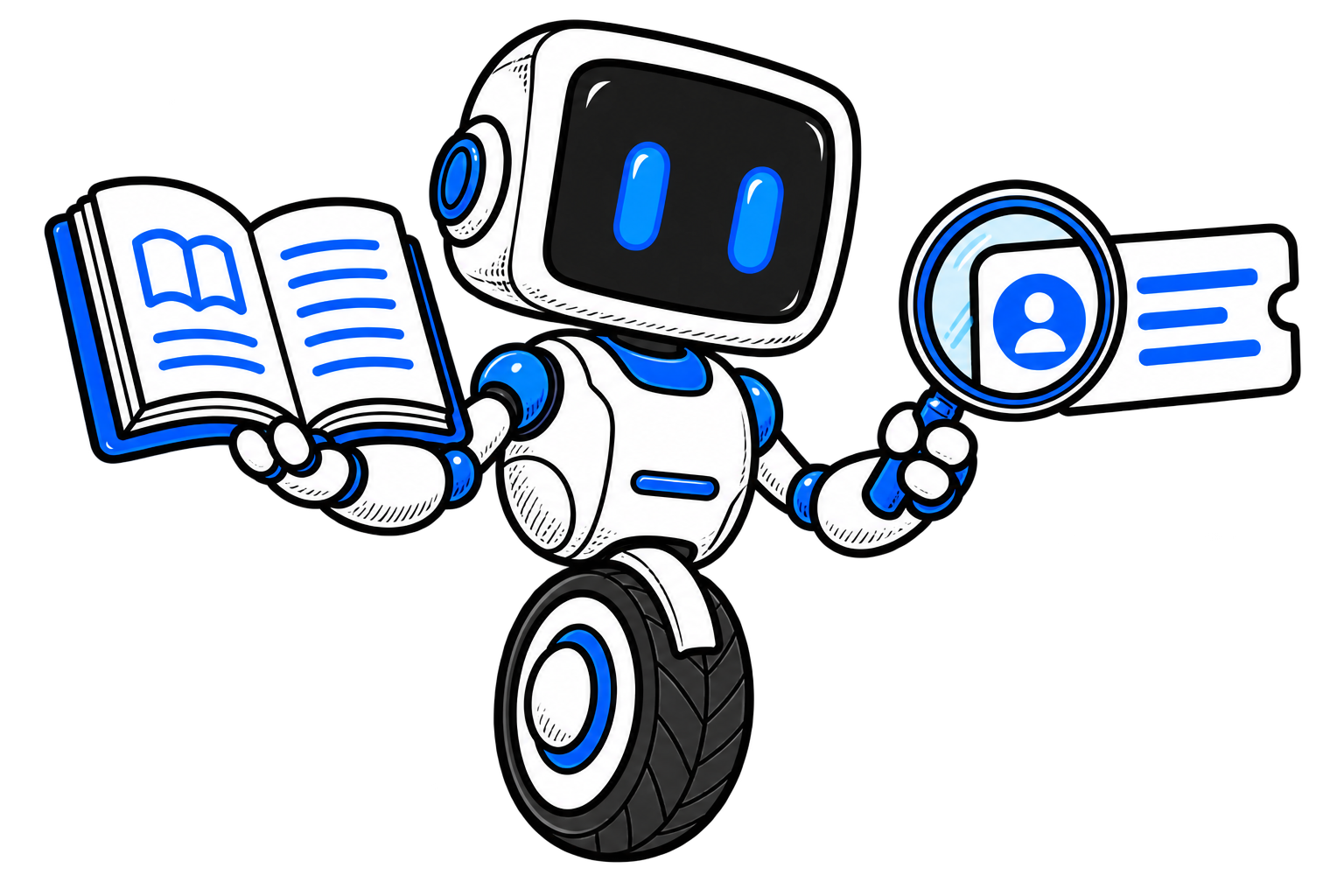 Il robot affianca la ricerca nel libro alla consultazione di un ticket con la lente