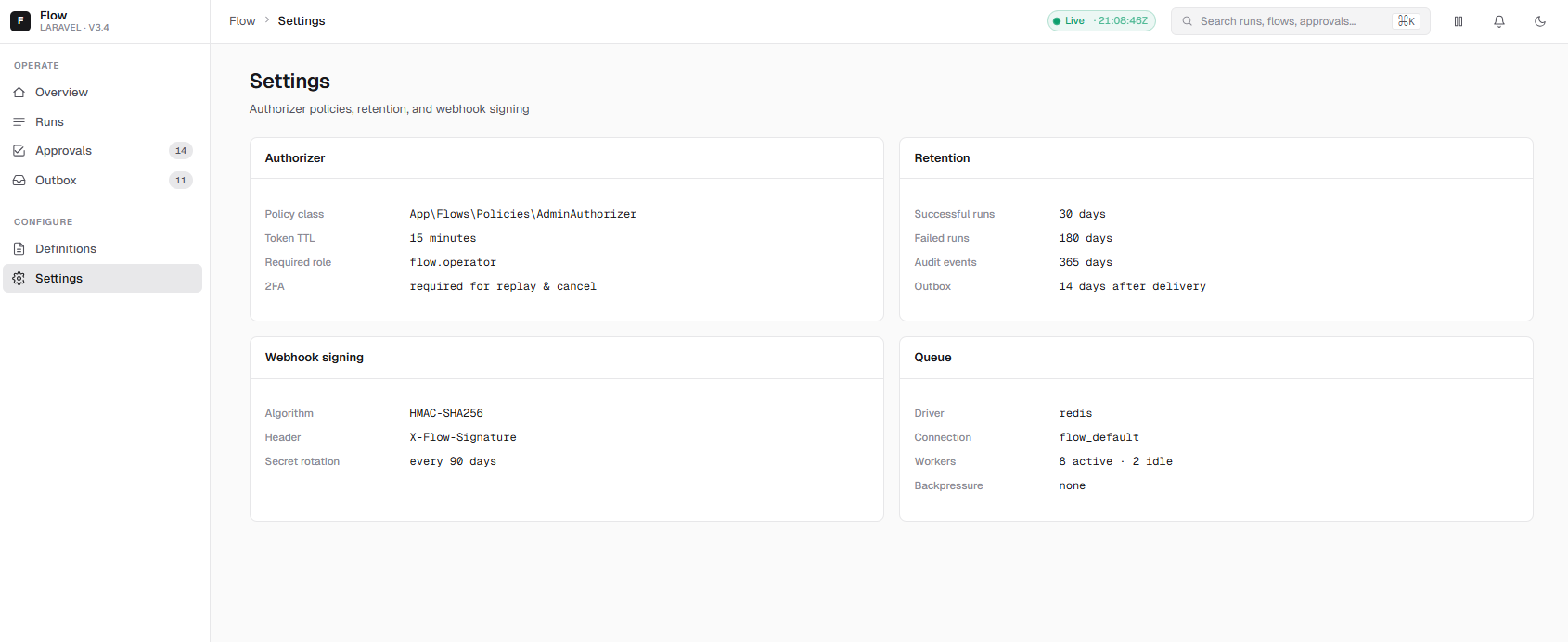 Configuration page