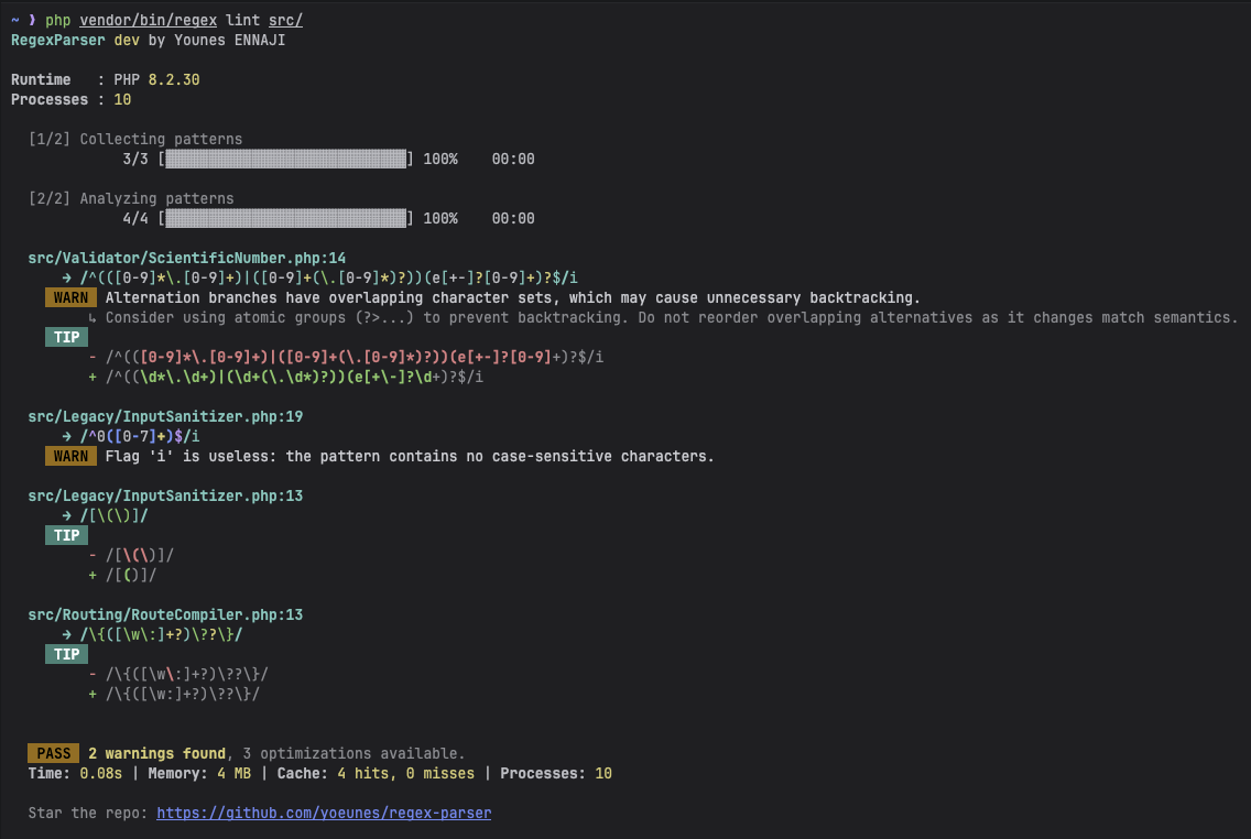 Regex Lint Output