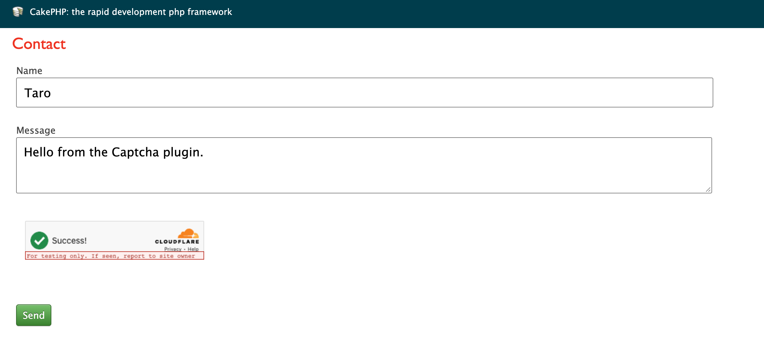 Turnstile widget in a CakePHP 2 form