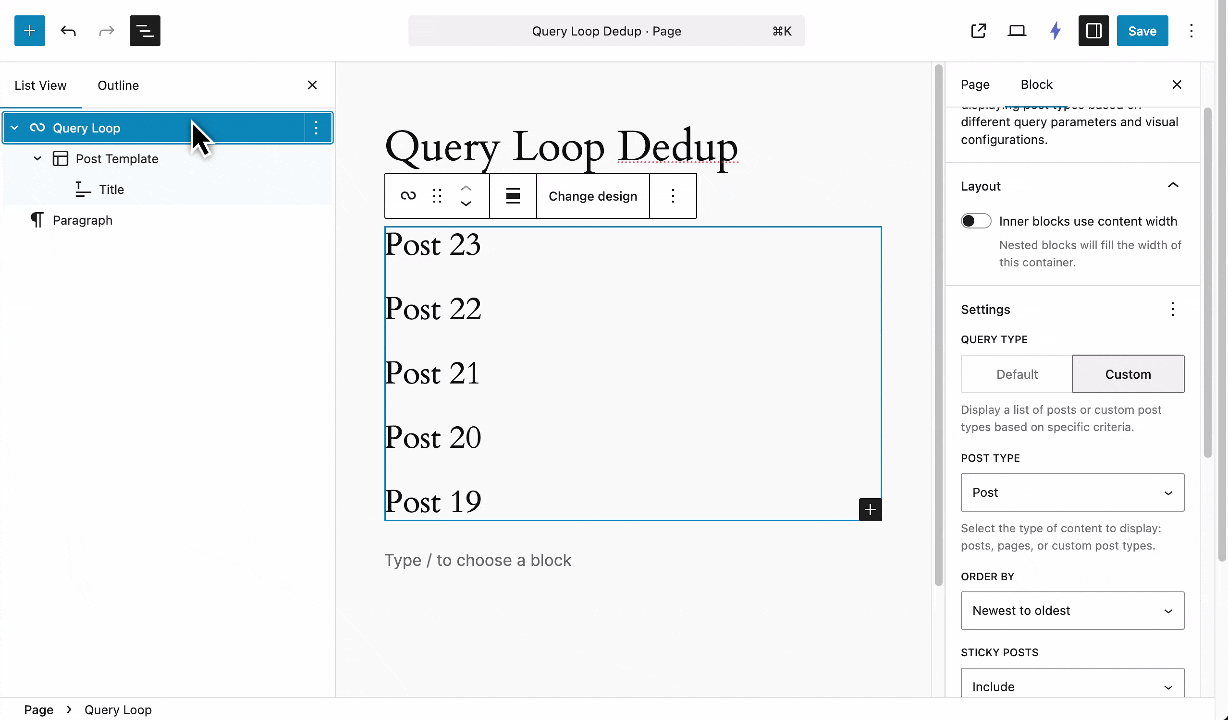 Outstand Query Loop Dedup