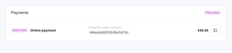 Admin order payments panel