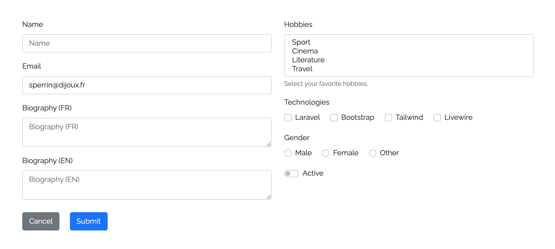 Laravel Form Components screenshot