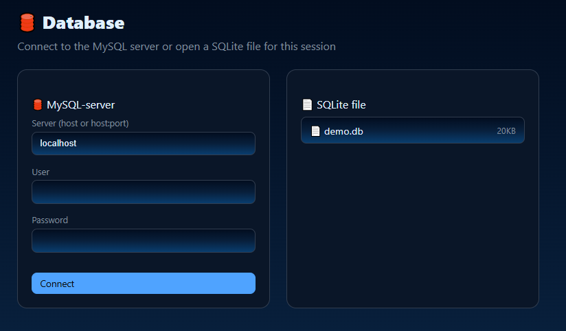 The database manager: browse, structure editor, SQL console