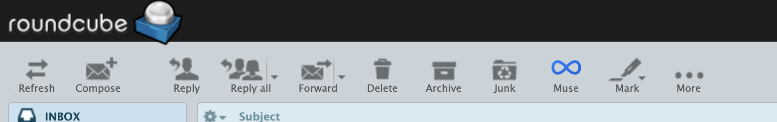 Muse button in the Roundcube toolbar (Larry skin)