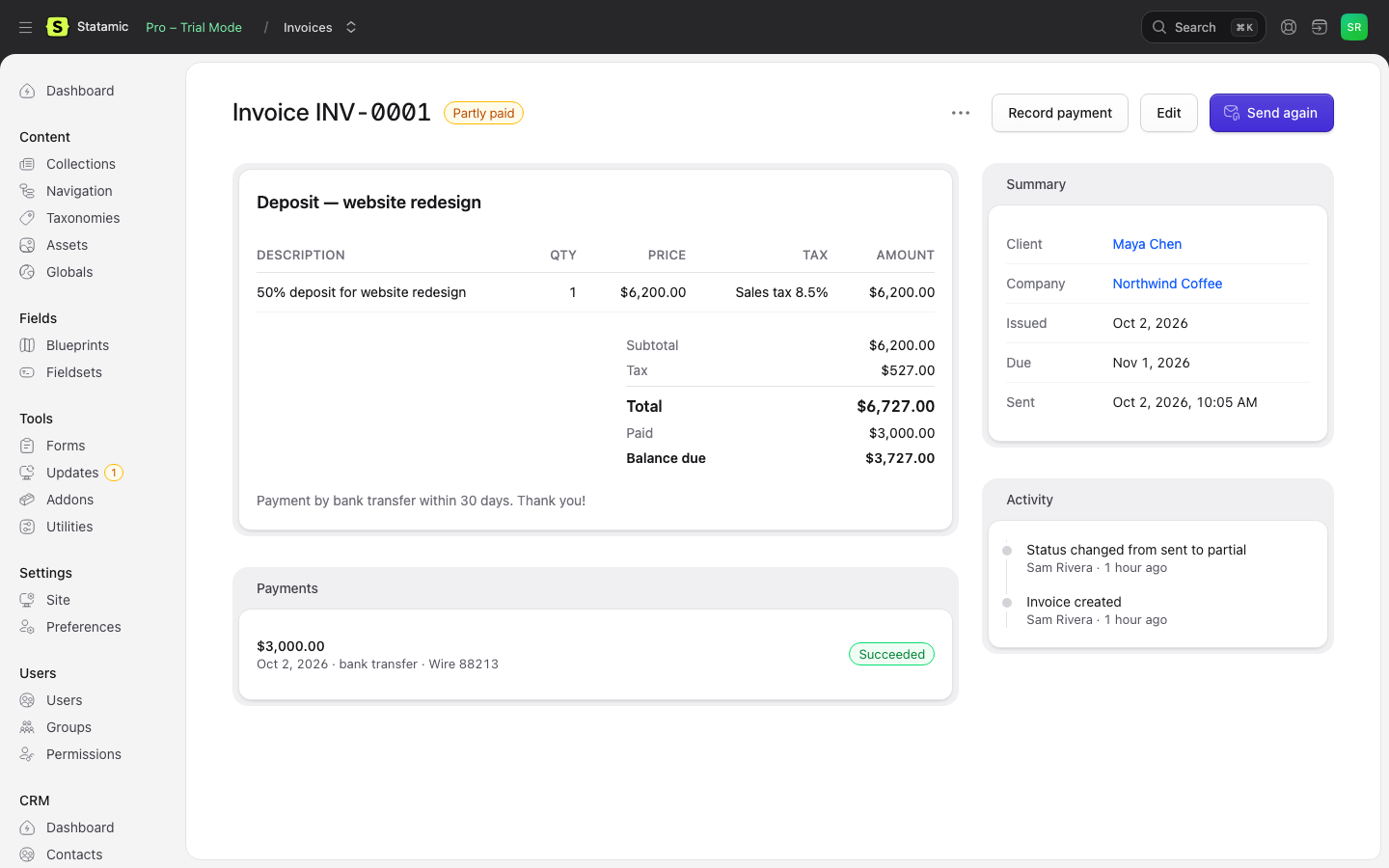An invoice