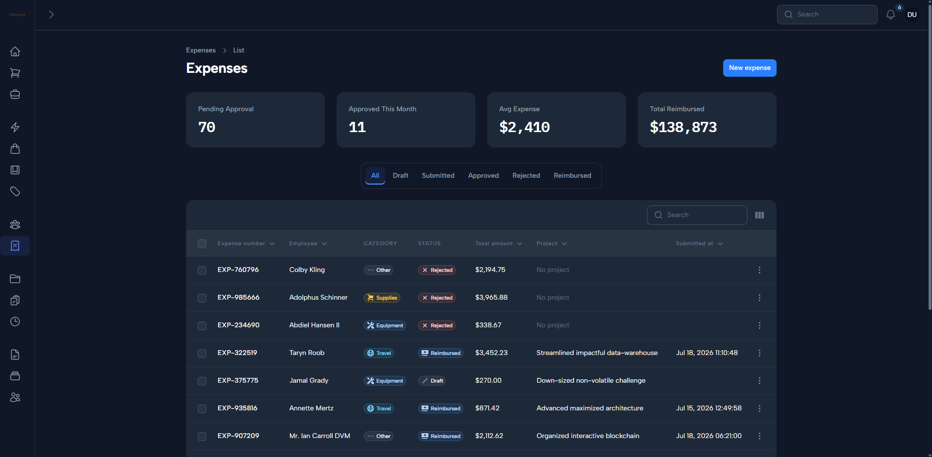Dark Mode — Collapsed Sidebar