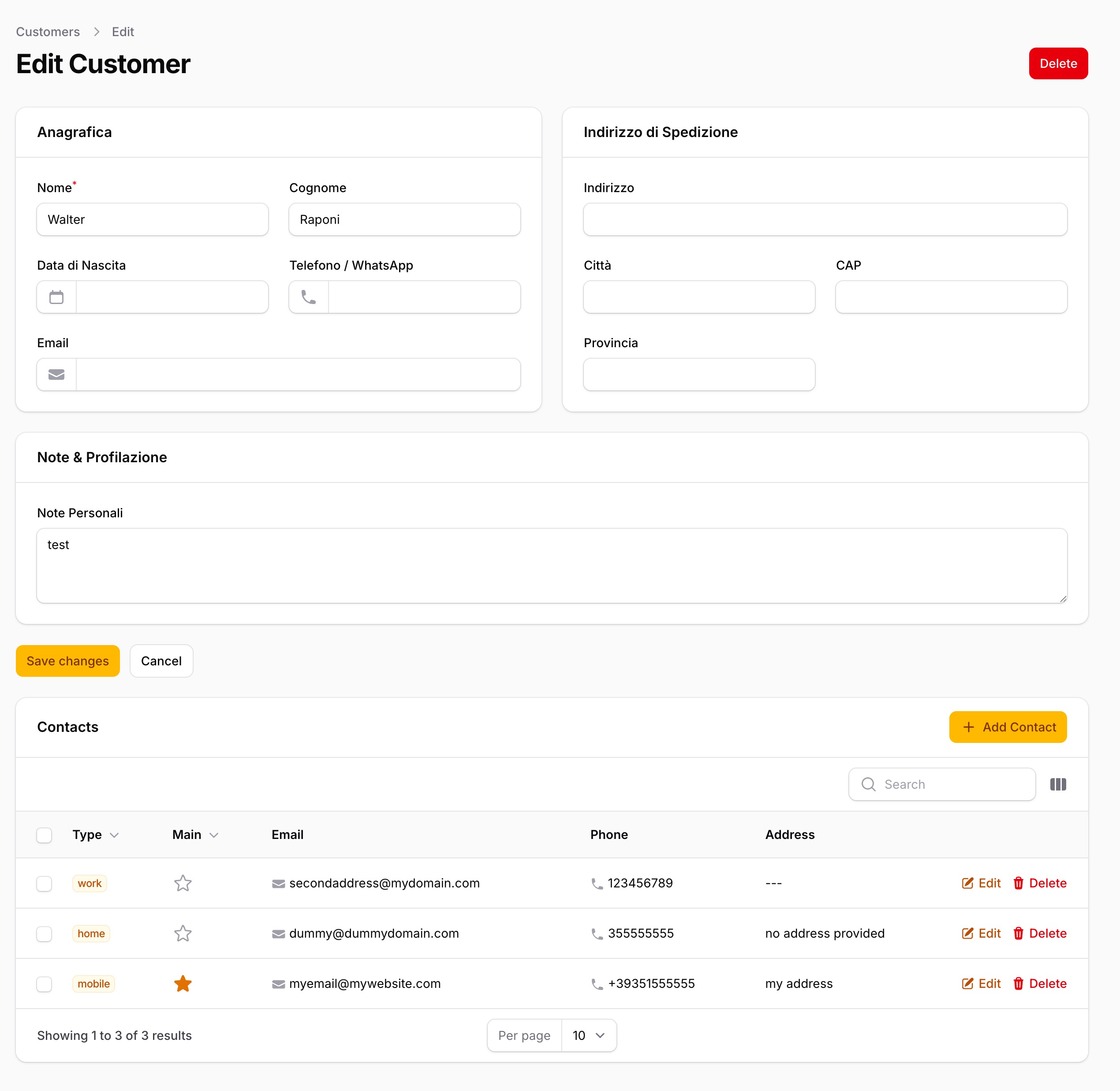 Screenshot of the relation manager