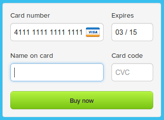 Credit card form screenshot