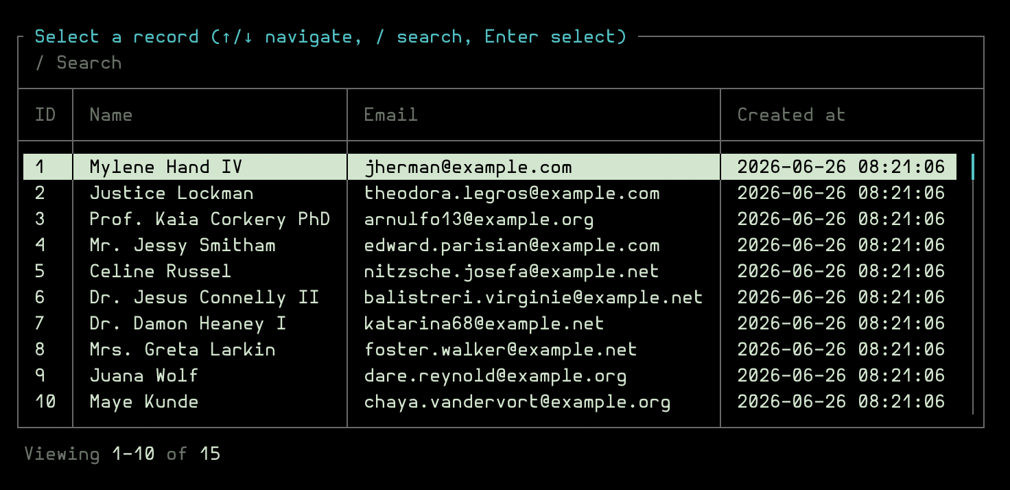 List screen