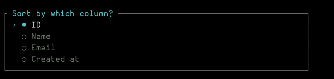 Sort screen