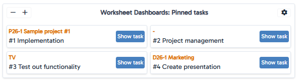 Pinned tasks panel