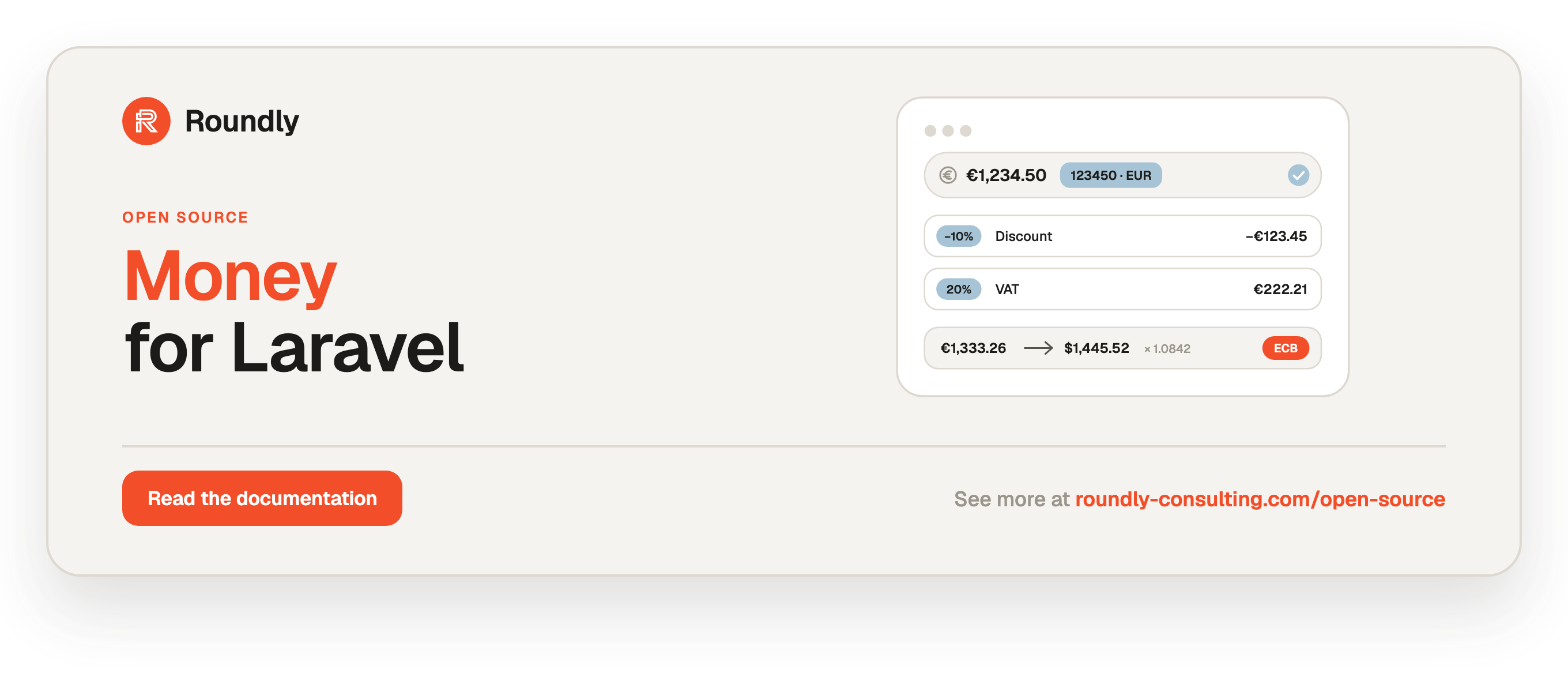 Money for Laravel — Roundly open source