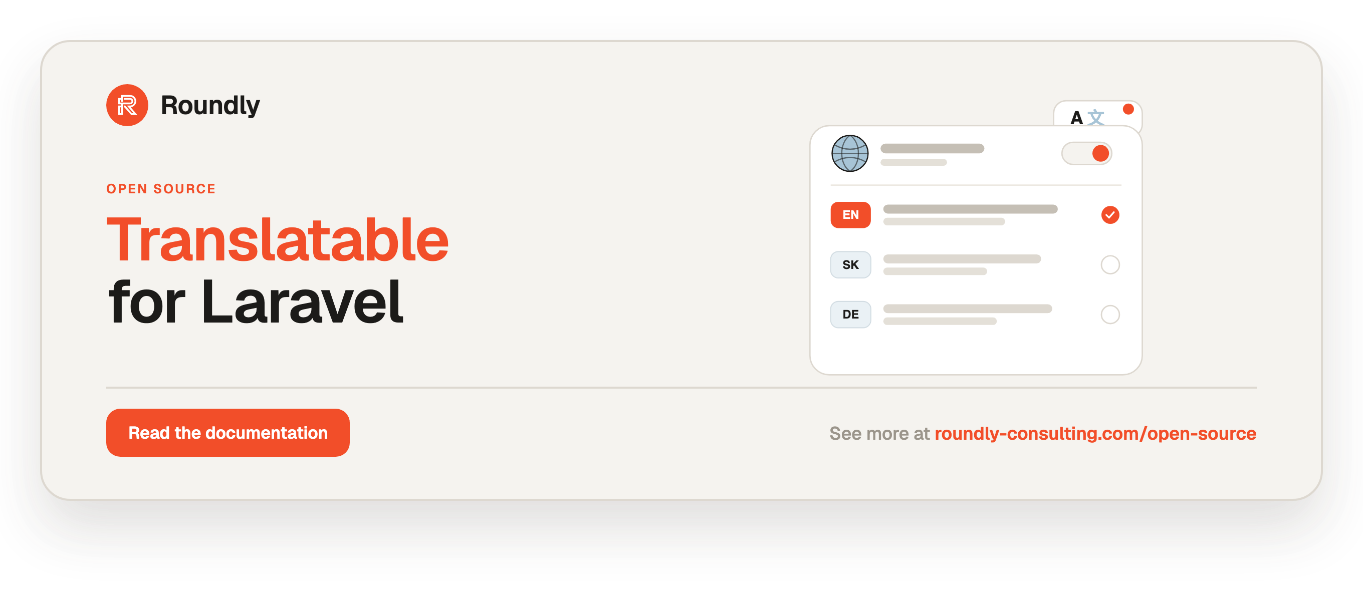 Translatable for Laravel — Roundly open source
