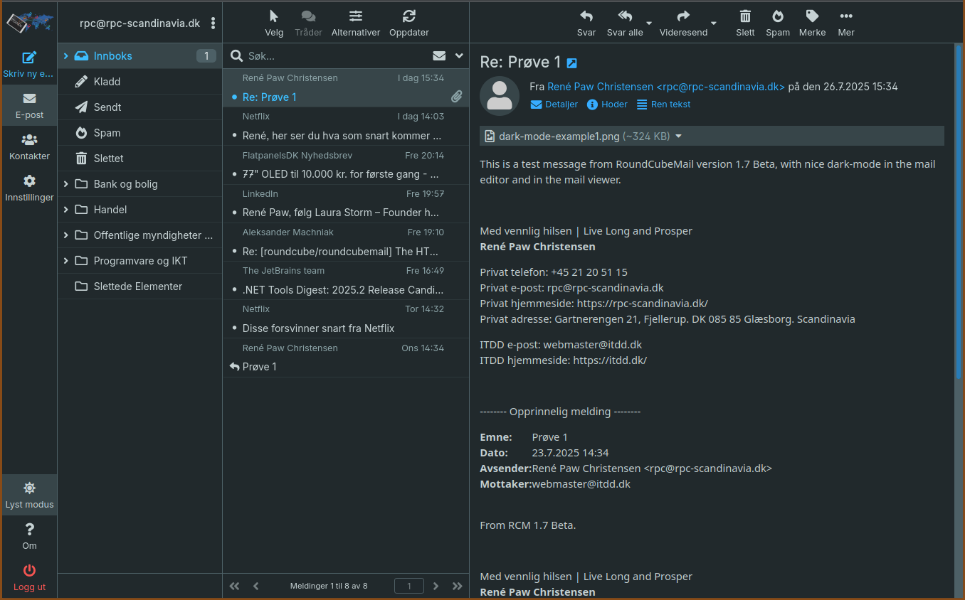 Message viewer in dark mode