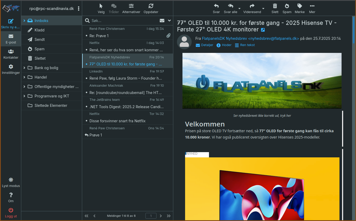 Message viewer in dark mode