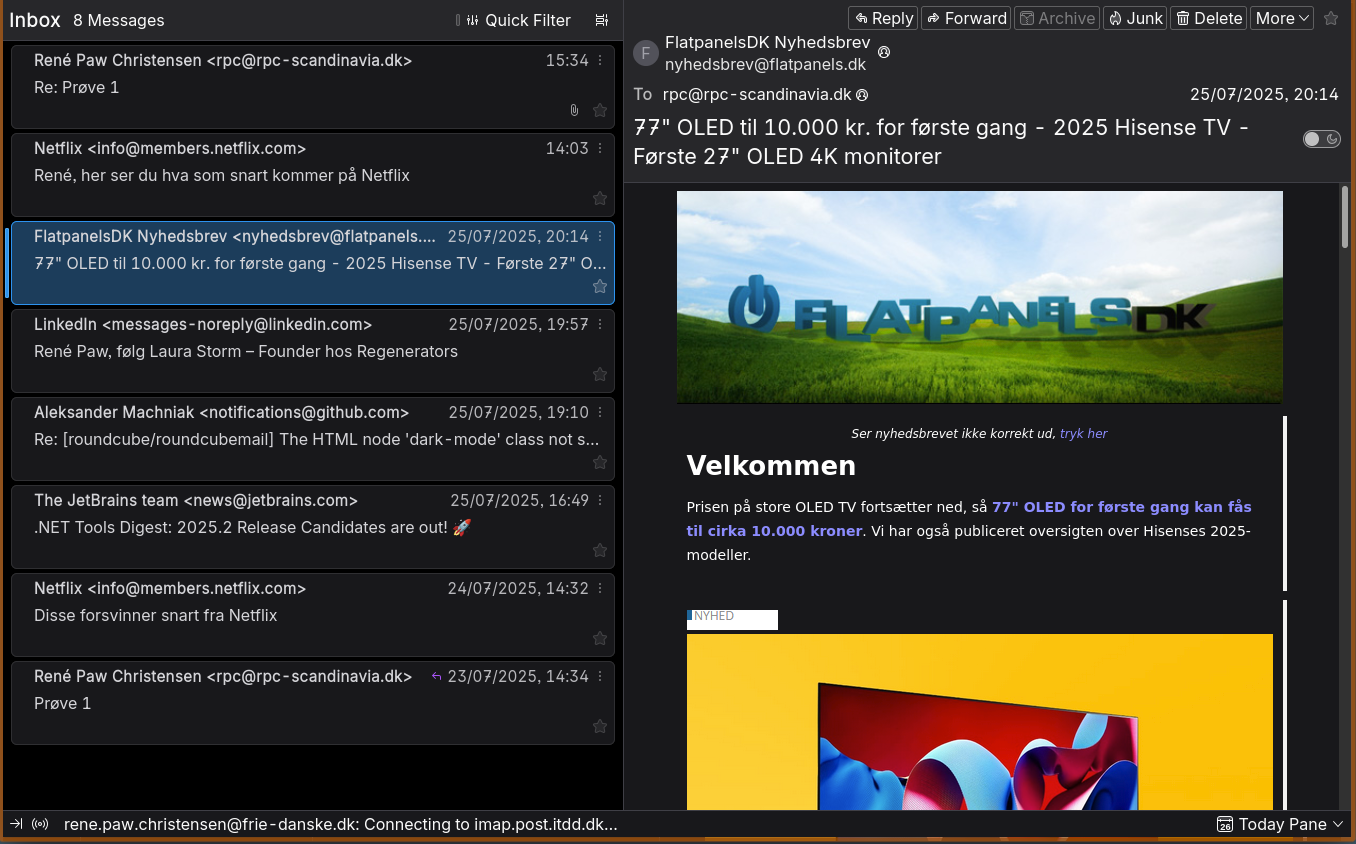 Thunderbird in dark mode