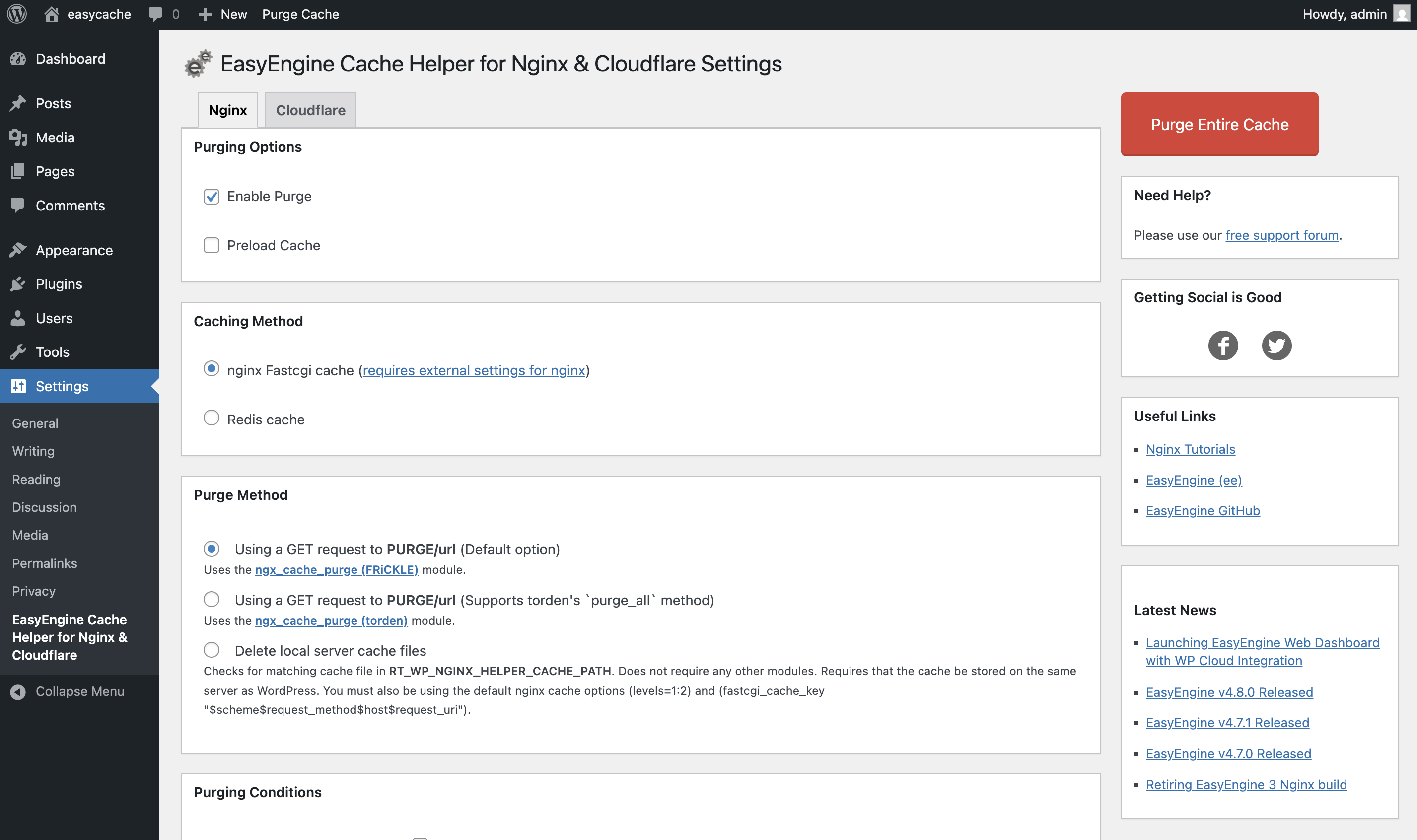 Nginx plugin settings
