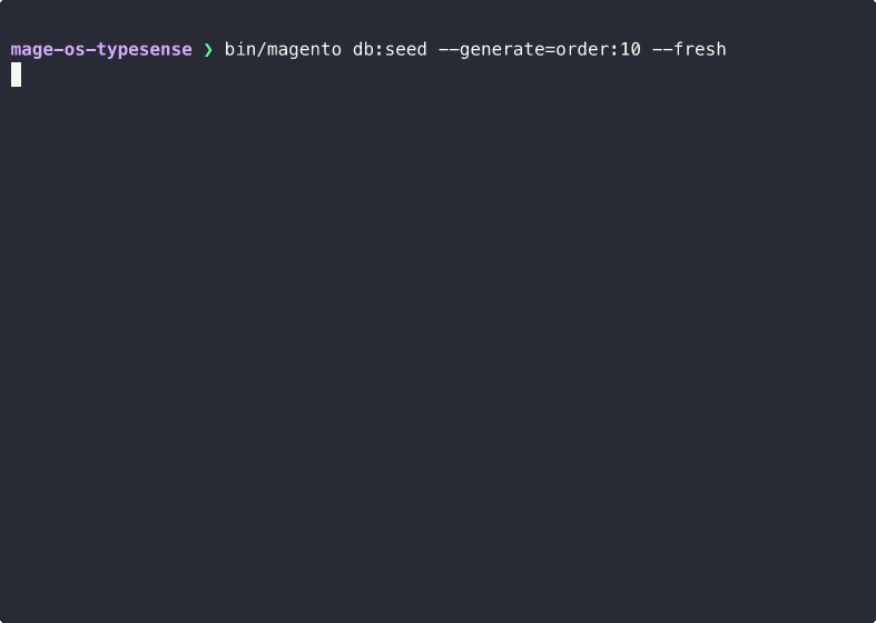 db:seed --generate=order:10 --fresh
