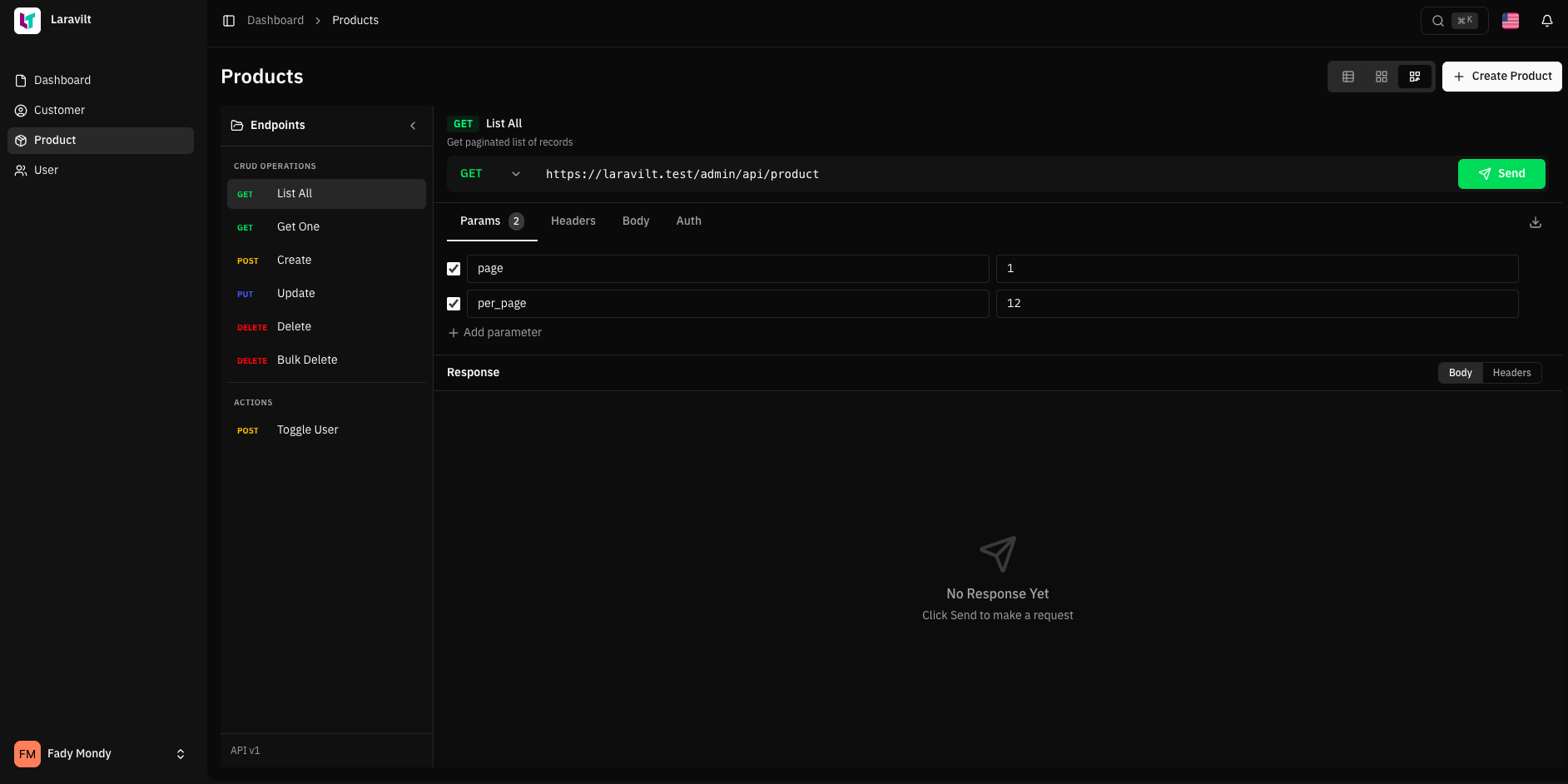 API Products List