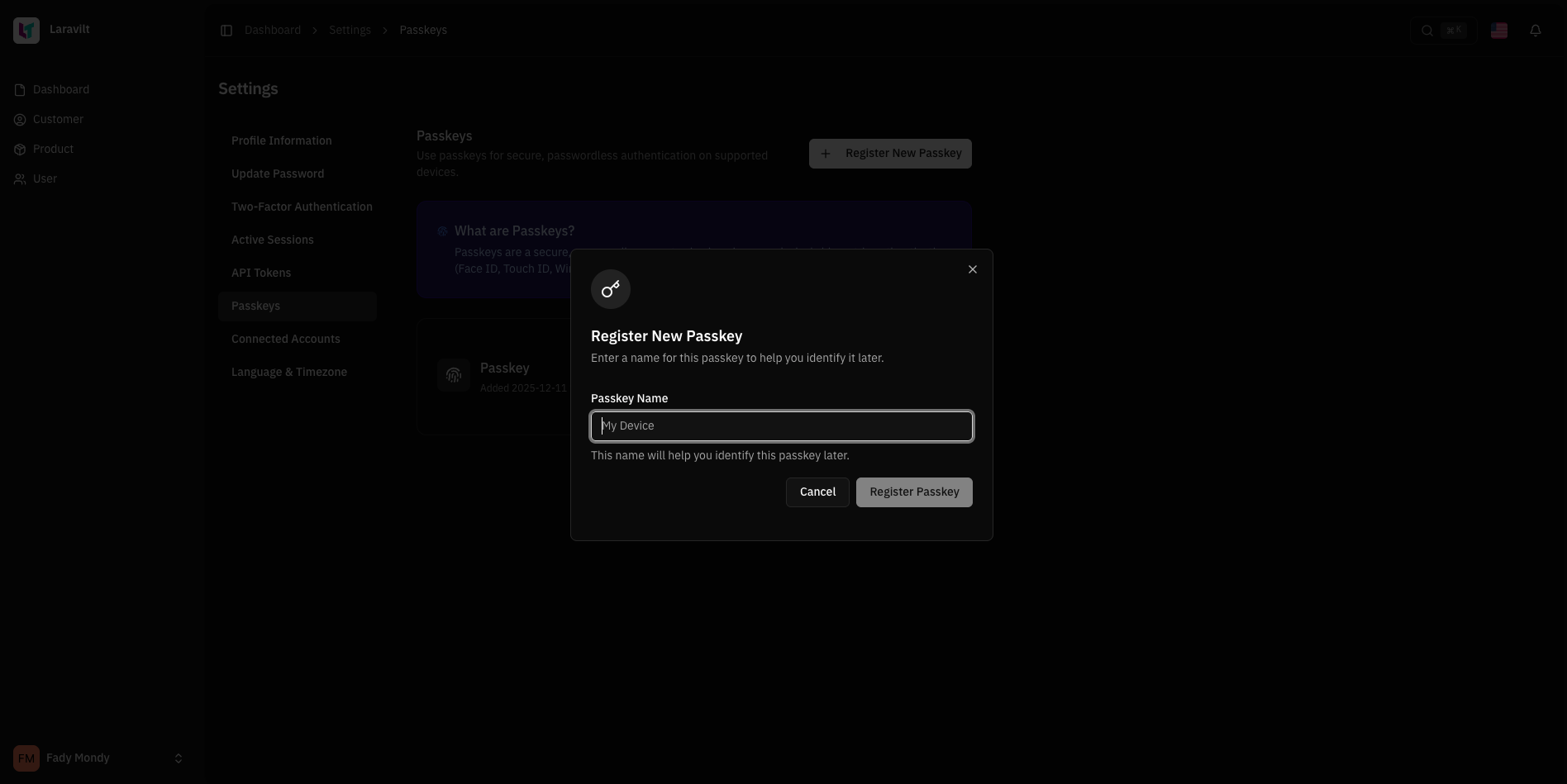 Register Passkey