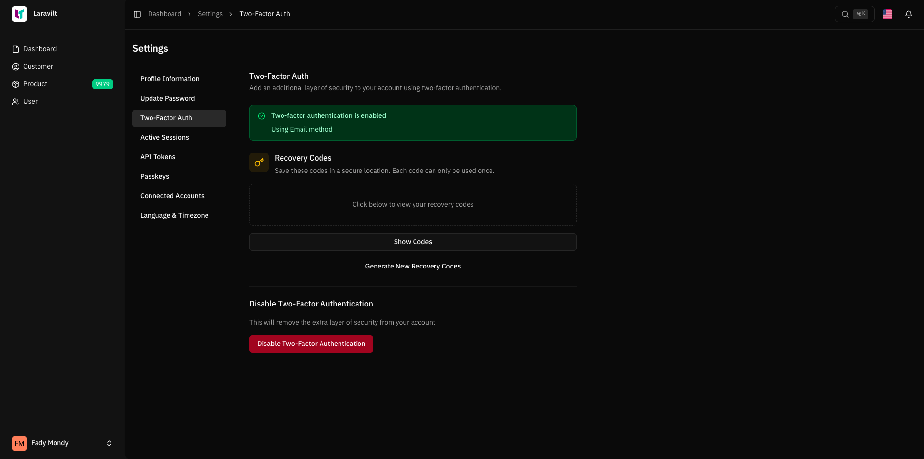 2FA Recovery Codes