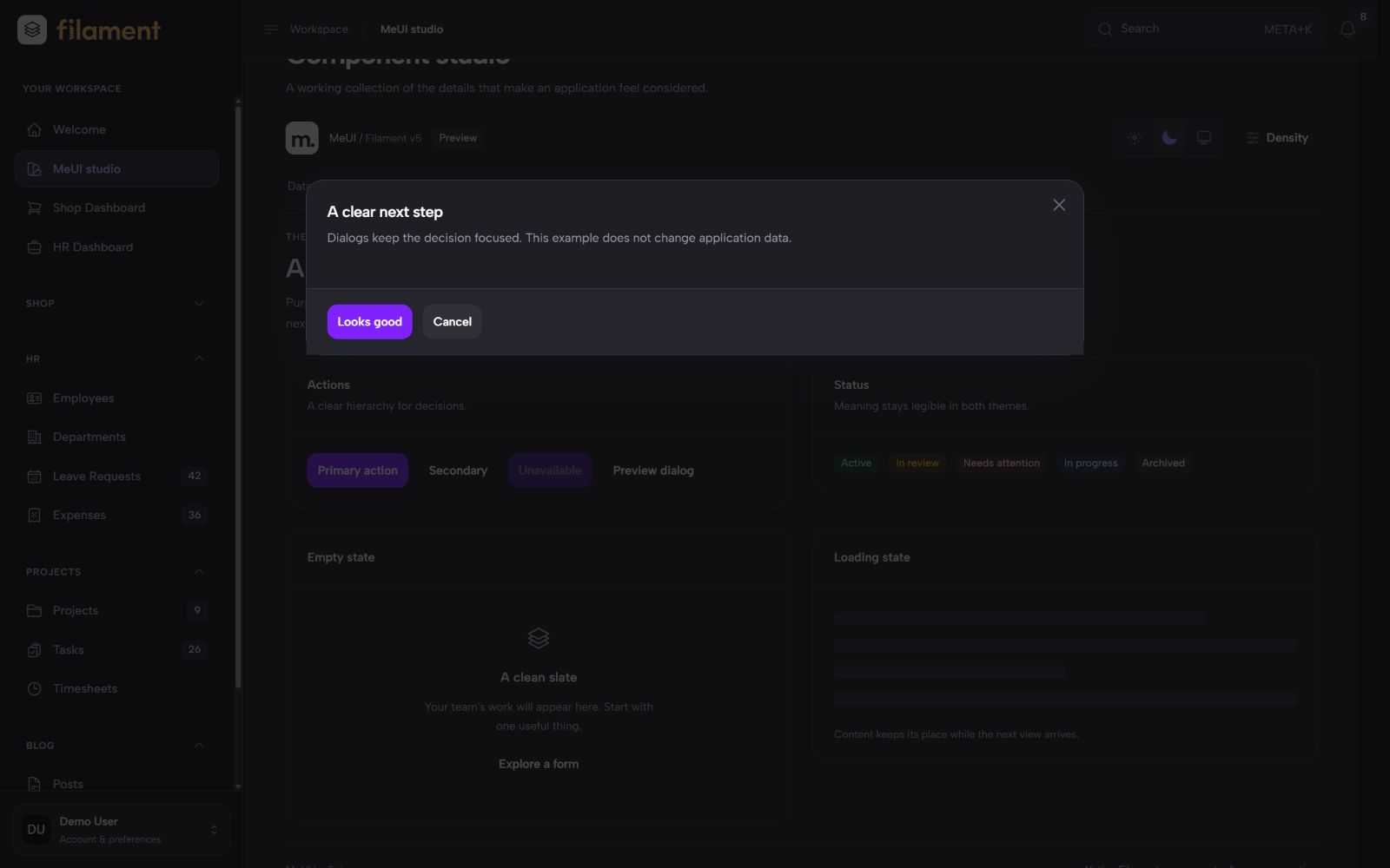 MeUI Studio native dialog