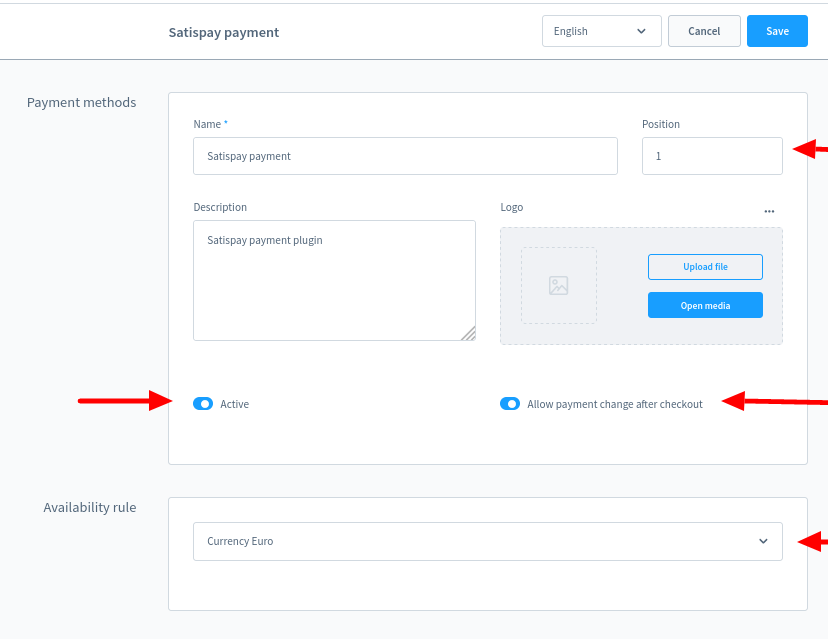 Satispay Extra Settings