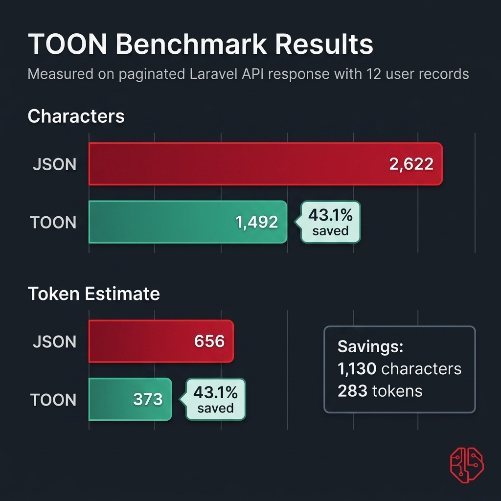 TOON Benchmark — 43.1% character and token savings vs JSON