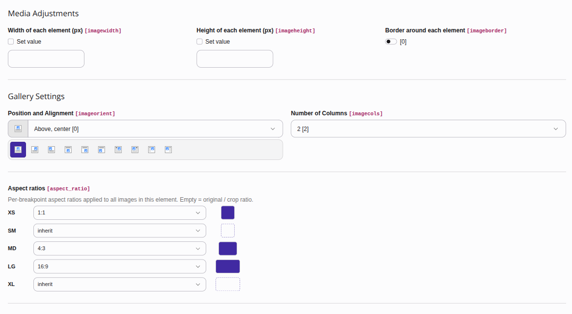 Aspect-ratio field in the backend