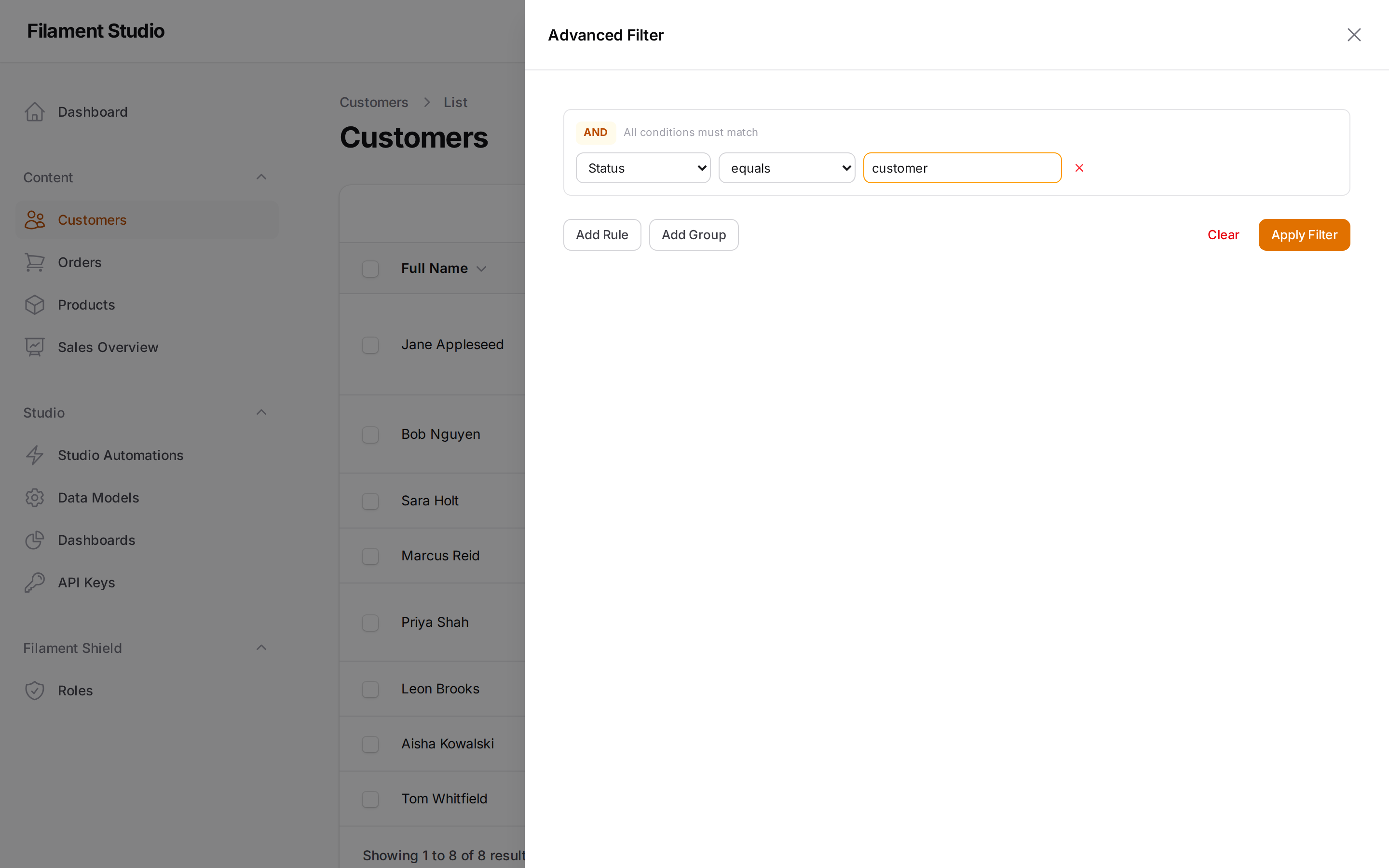 Advanced Filter Builder