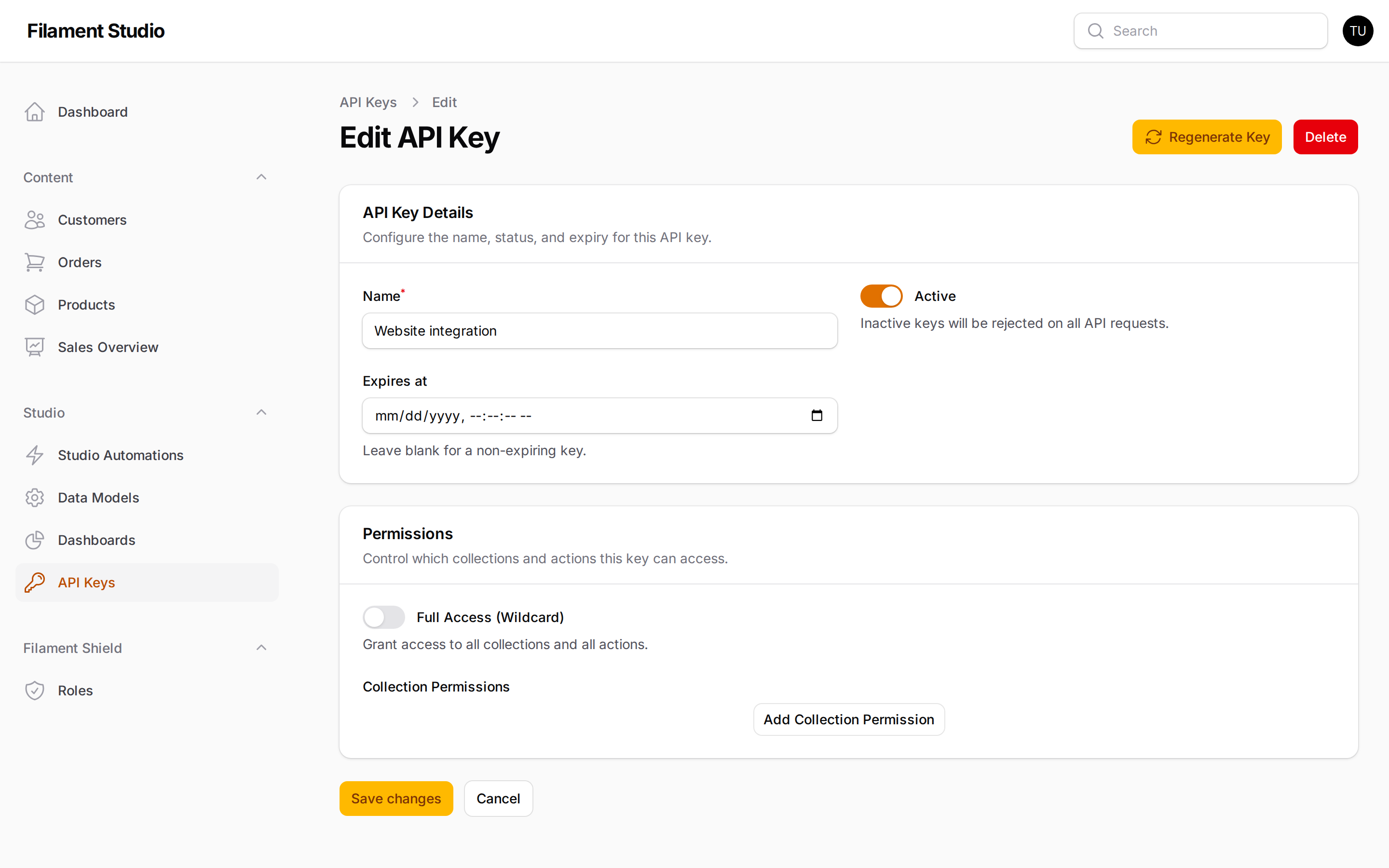 API Key Editor