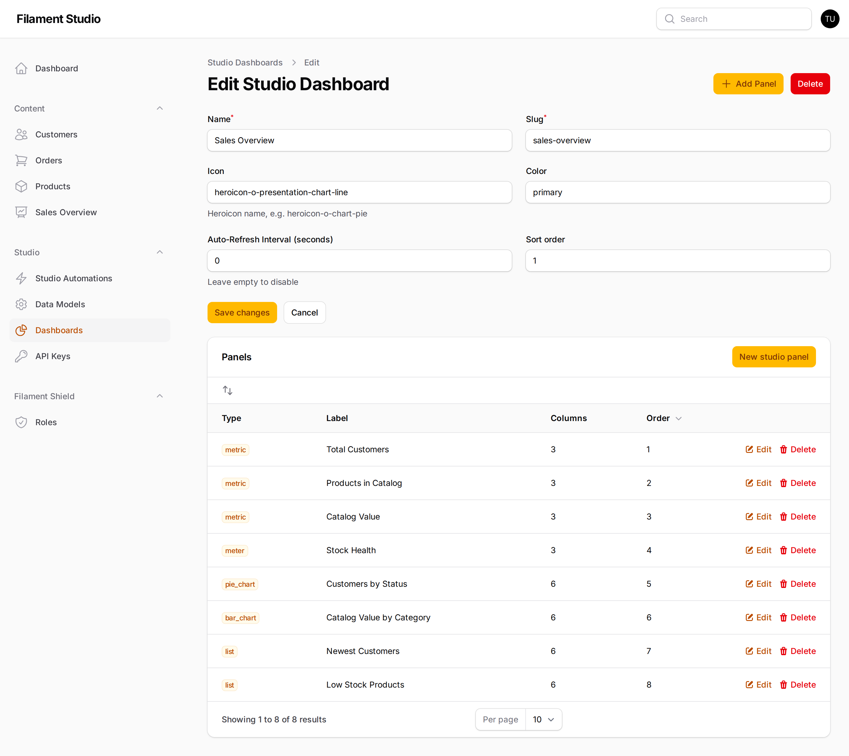 Dashboard Editor