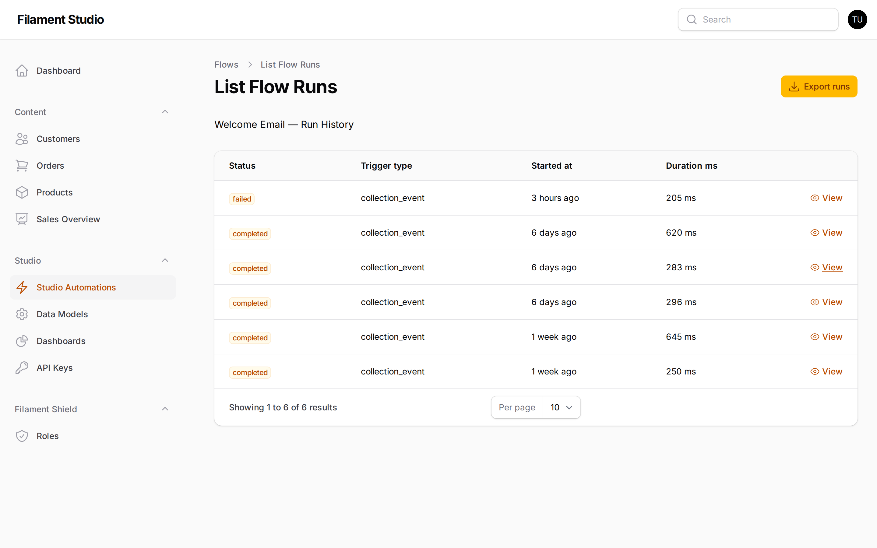 Flow Run History
