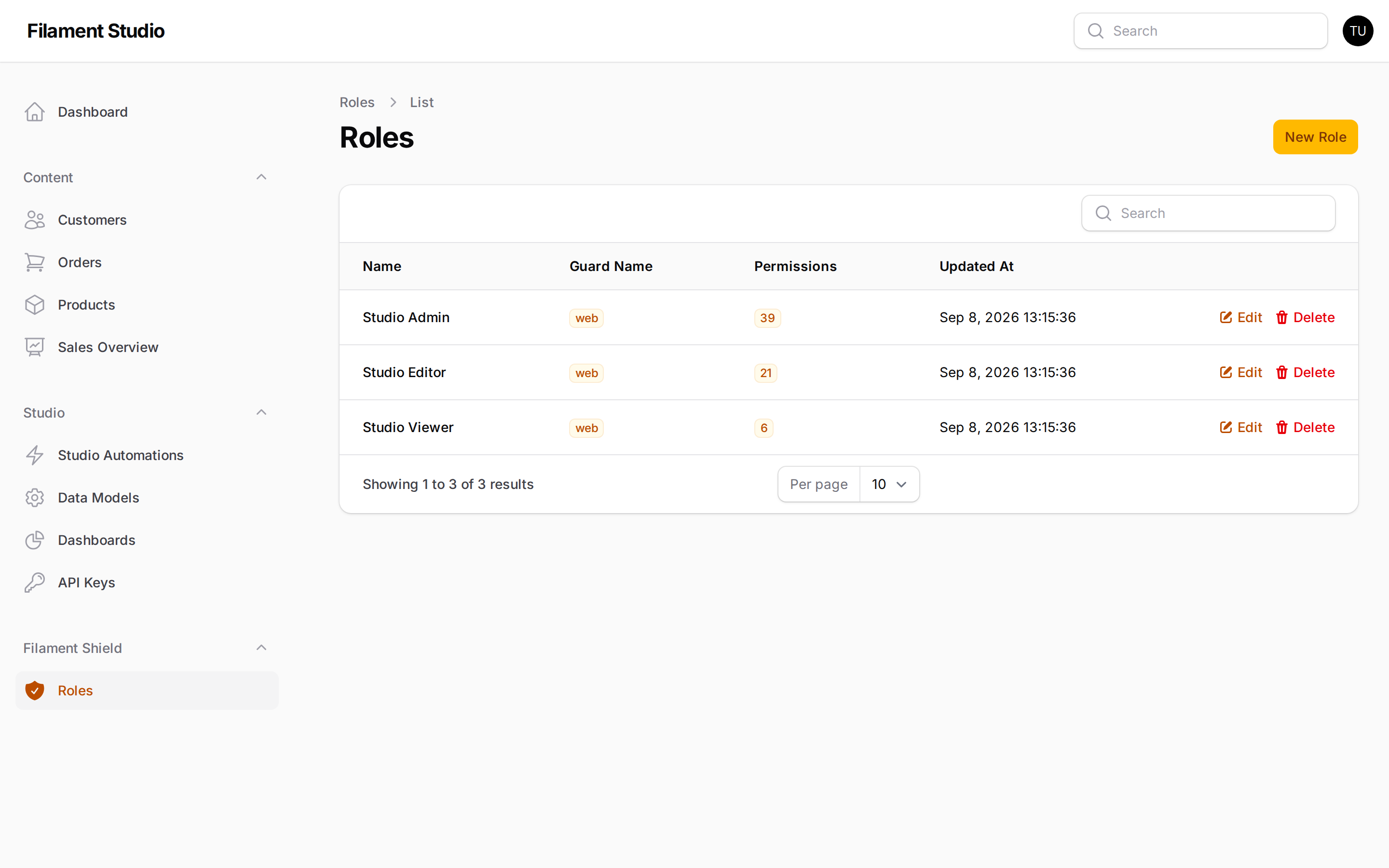 Roles and Permissions