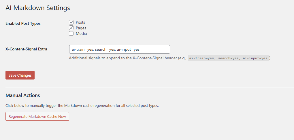 Settings Page Screenshot
