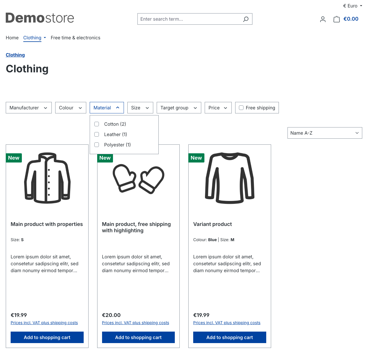 Product counts in the default Shopware storefront