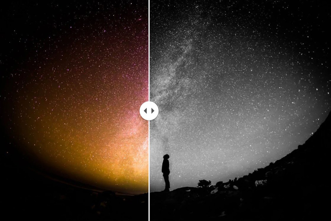 Before/after comparison slider