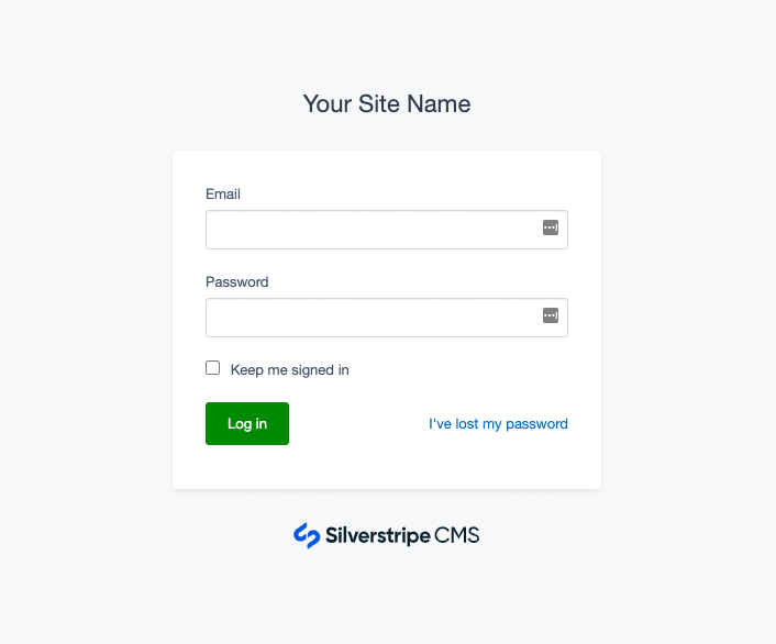 Login forms installed in the CMS