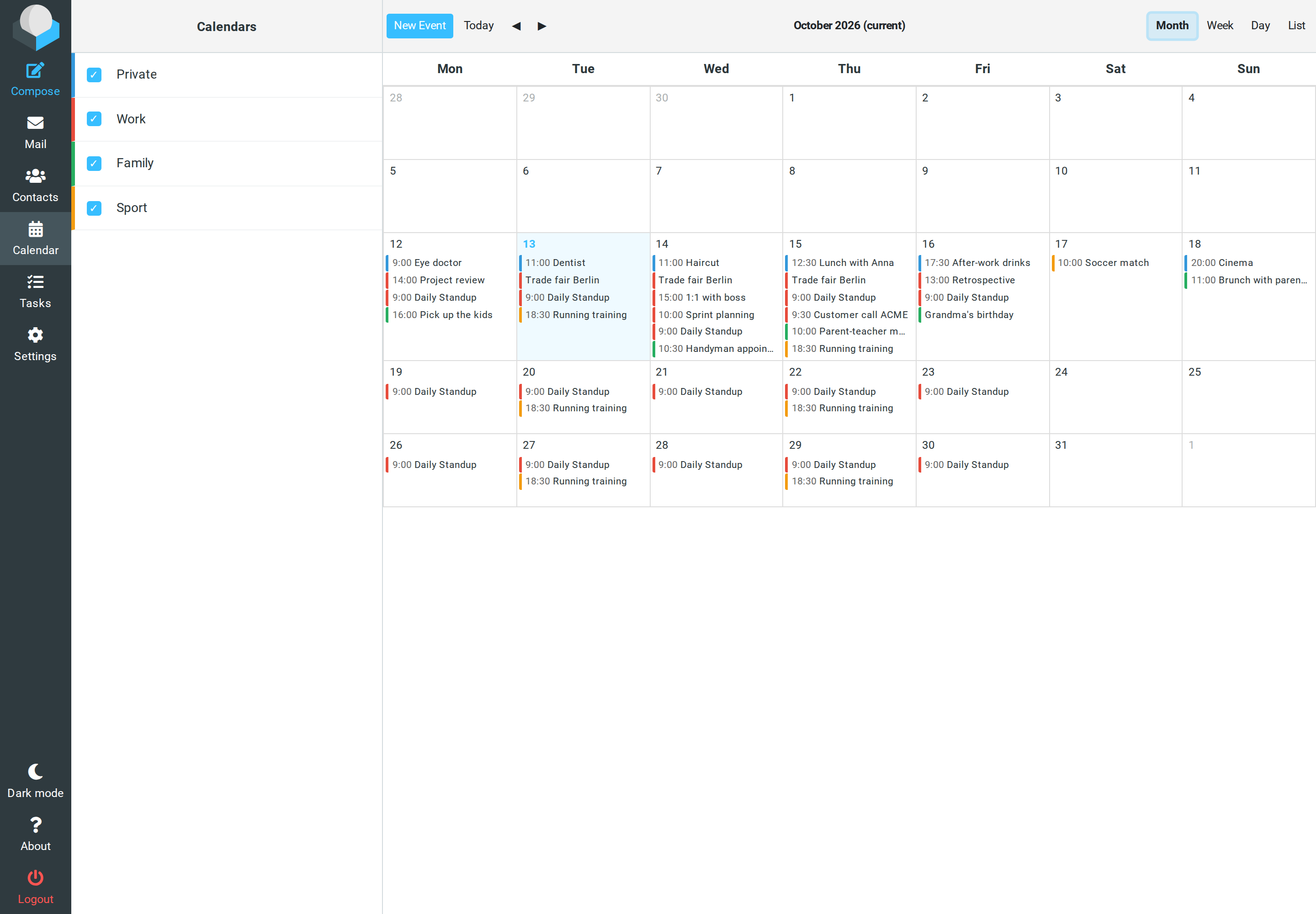 Calendar month