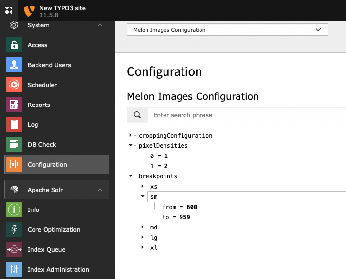 Melon Images in the Configuration module